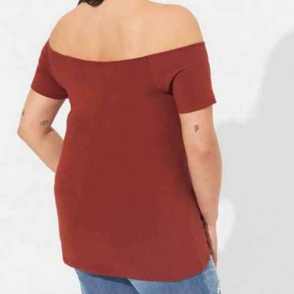 Torrid Plus Size 1X 14-16 Foxy U-Bar Off-Shoulder Short Sleeve Top - Picture 4 of 5